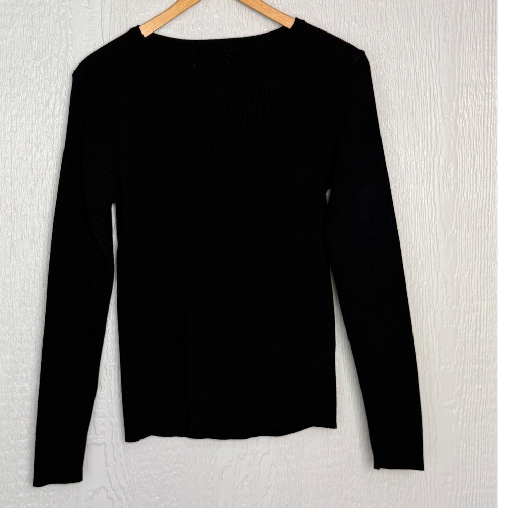 Jon & Anna Contemporary Black Ribbed Knit Long Sleeve Cutout Back Top Large
